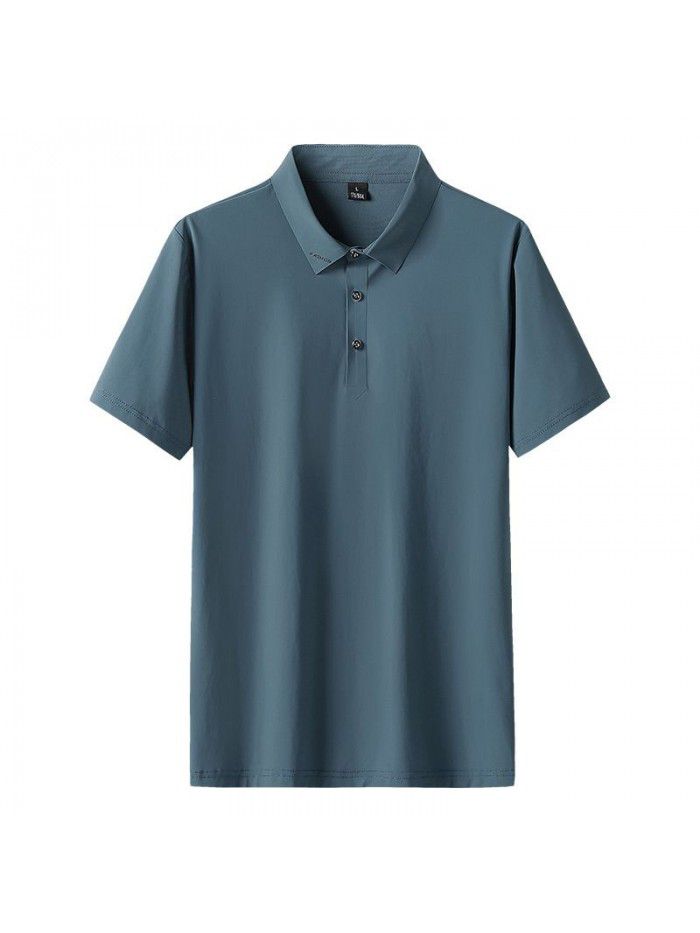 Ice cool men's short sleeve T-shirt half sleeve  summer large T-shirt Polo middle aged Dad 