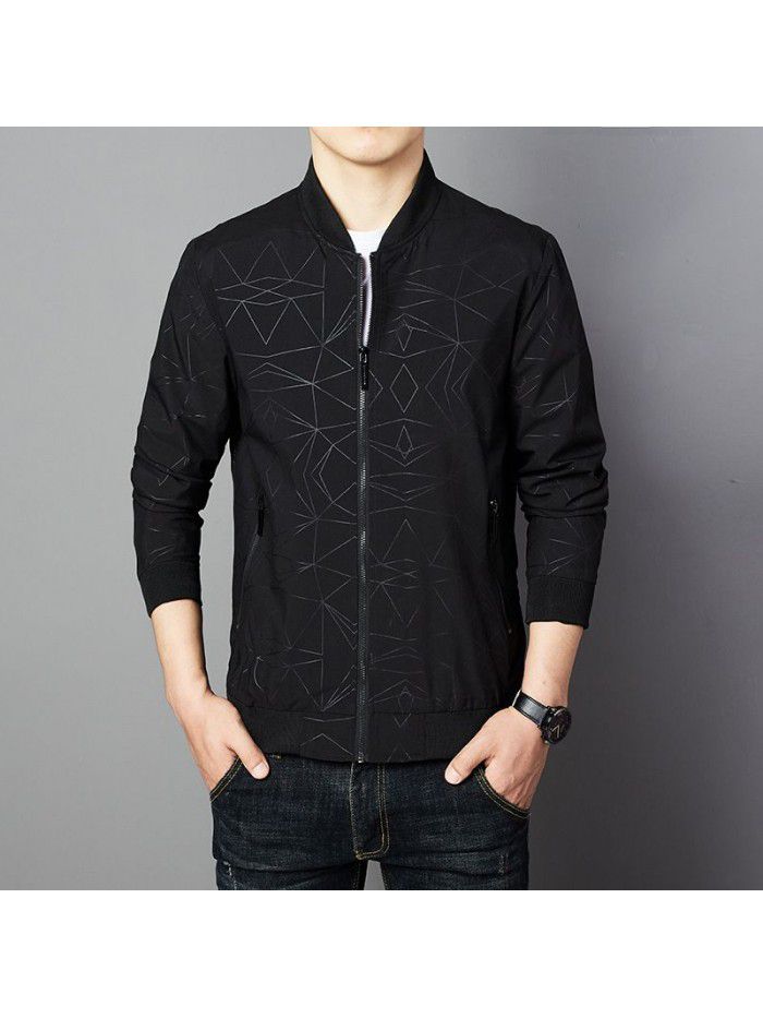 New men's jacket autumn and winter Korean casual Plush fashion coat versatile thin fashion jacket men's jacket 