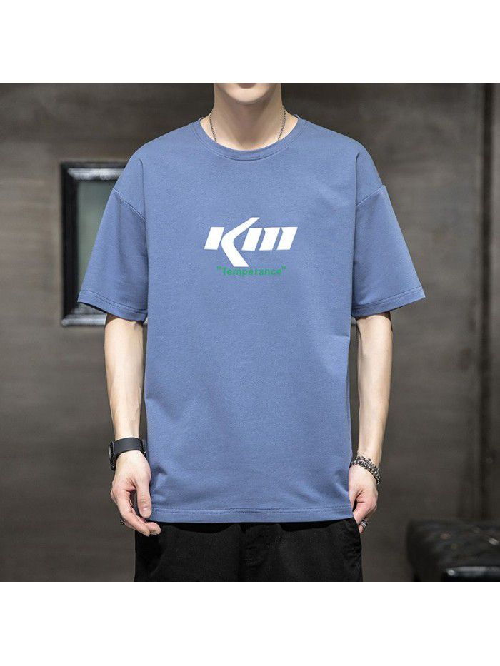 Breathable short sleeve t-shirt men's  summer new men's cotton casual loose half sleeve t-shirt men's wear 