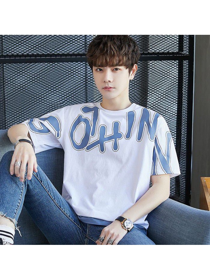  summer new men's T-shirt cotton short sleeve fashion brand men's loose youth half sleeve t-shirt men's wear 
