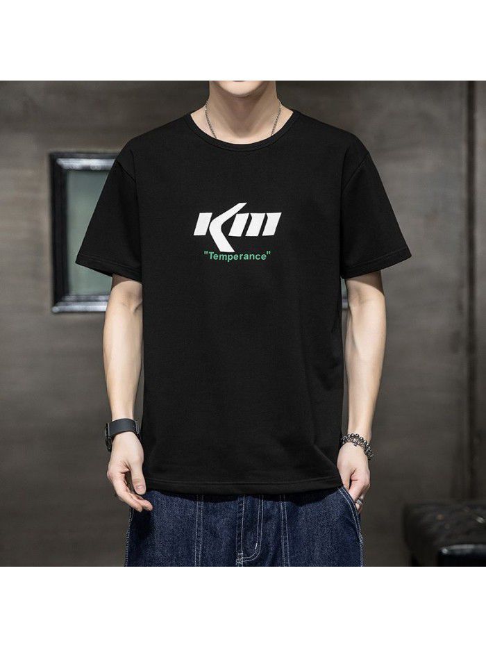 Breathable short sleeve t-shirt men's  summer new men's cotton casual loose half sleeve t-shirt men's wear 