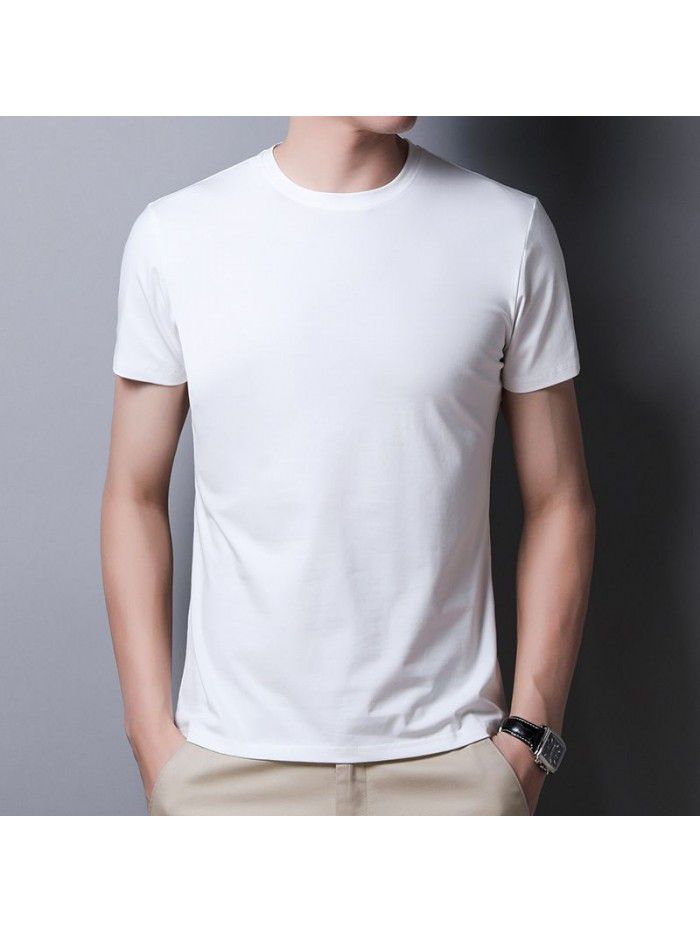 Breathable short sleeve t-shirt men's summer half sleeve round neck casual T-shirt bottom shirt middle aged Dad 