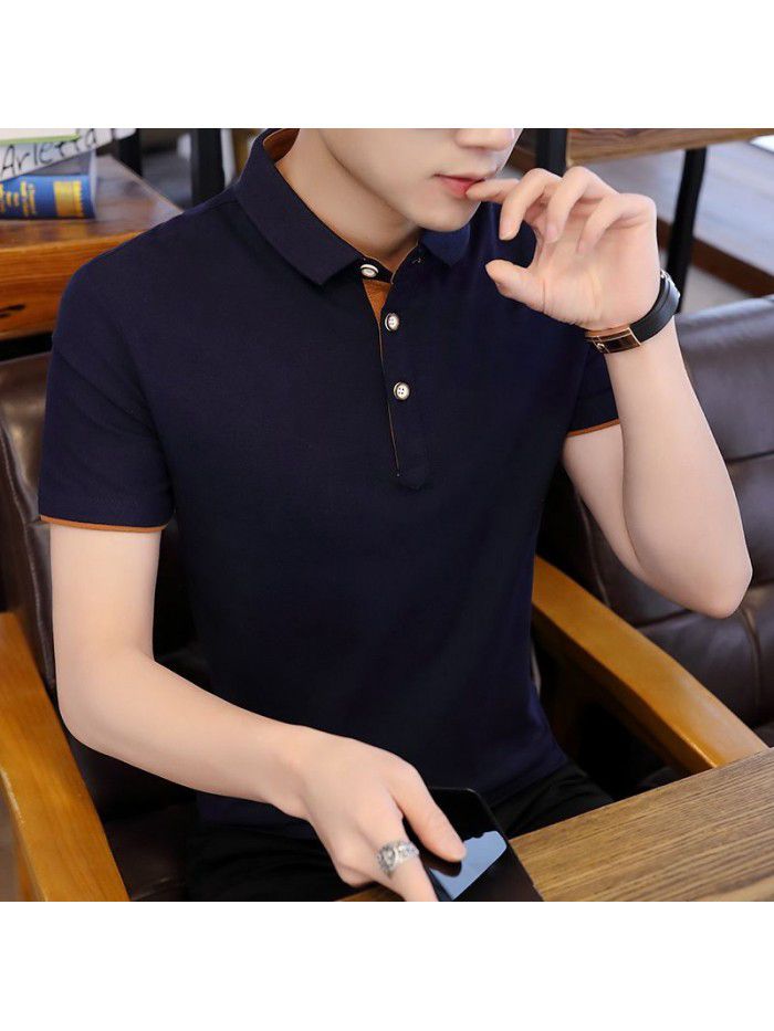  summer new men's Polo Shirt Short Sleeve sports fashion Lapel T-shirt trend slim men's student trend 