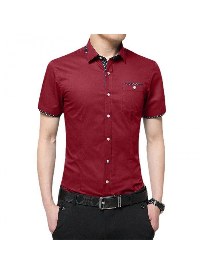  summer men's Short Sleeve Shirt Men's Korean slim men's casual shirt trend men's fashion men's fashion trend 