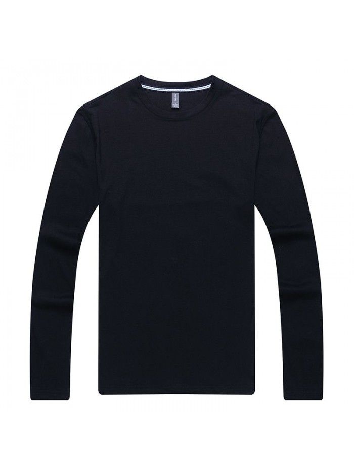 spring new men's long sleeve T-shirt solid color round neck bottomed shirt long sleeve t-shirt men's middle aged Dad 