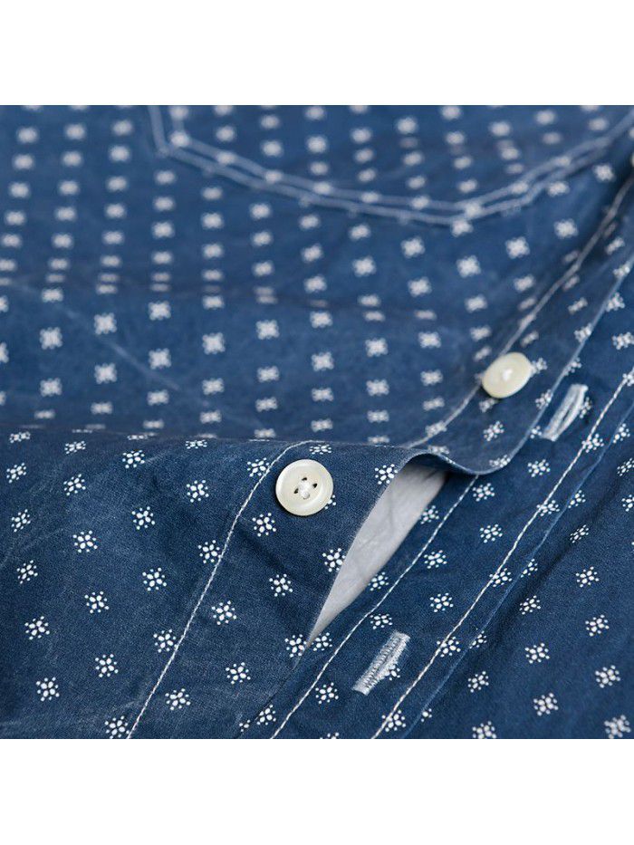 Japanese leisure printing men's long sleeve shirt comfortable fashion youth spring new cotton shirt 9728 