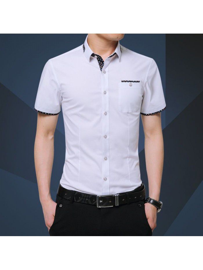  summer men's Short Sleeve Shirt Men's Korean slim men's casual shirt trend men's fashion men's fashion trend 