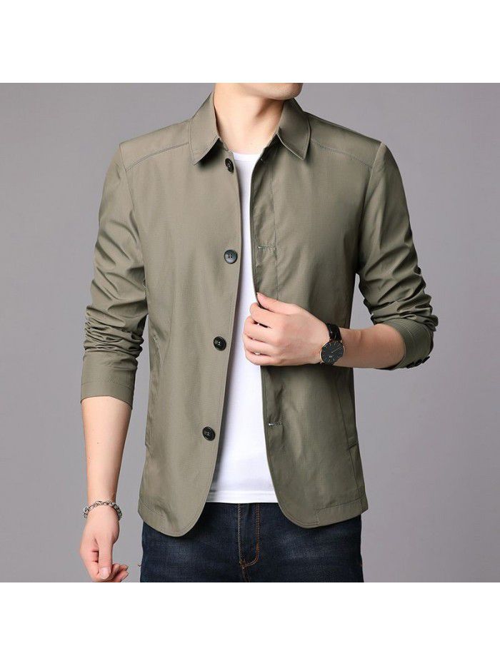 Men's jacket  spring and autumn new men's windbreaker coat business trend breathable casual top simple style 