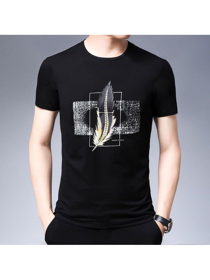 Breathable summer short sleeve t-shirt men's  new T-shirt half sleeve men's undergarment middle-aged and young dad's dress 