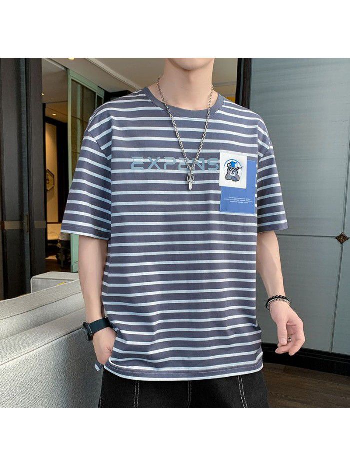 Cotton short sleeve t-shirt men's wear Korean round neck casual loose T-shirt  summer fashion new top T-shirt 