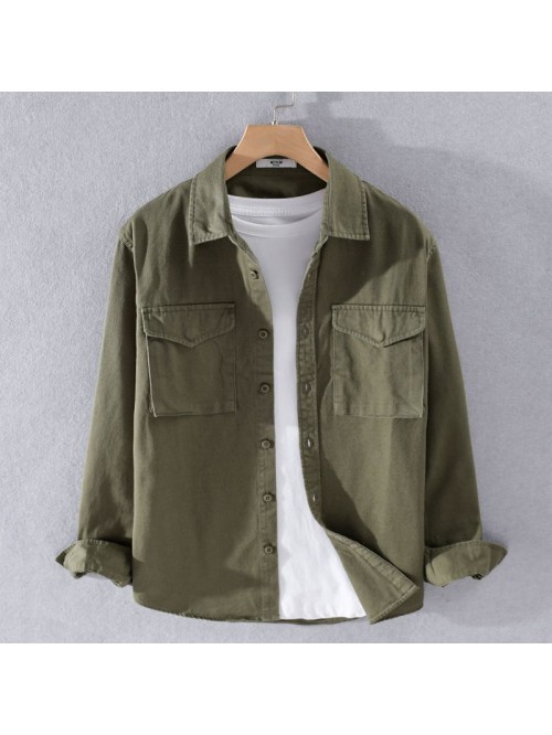 Men's spring and autumn Cotton Long Sleeve Sh...