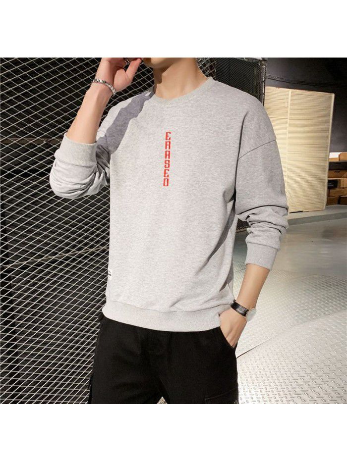 Men's T-shirt, long sleeve round neck, men's wear  new autumn trend, Korean base shirt 