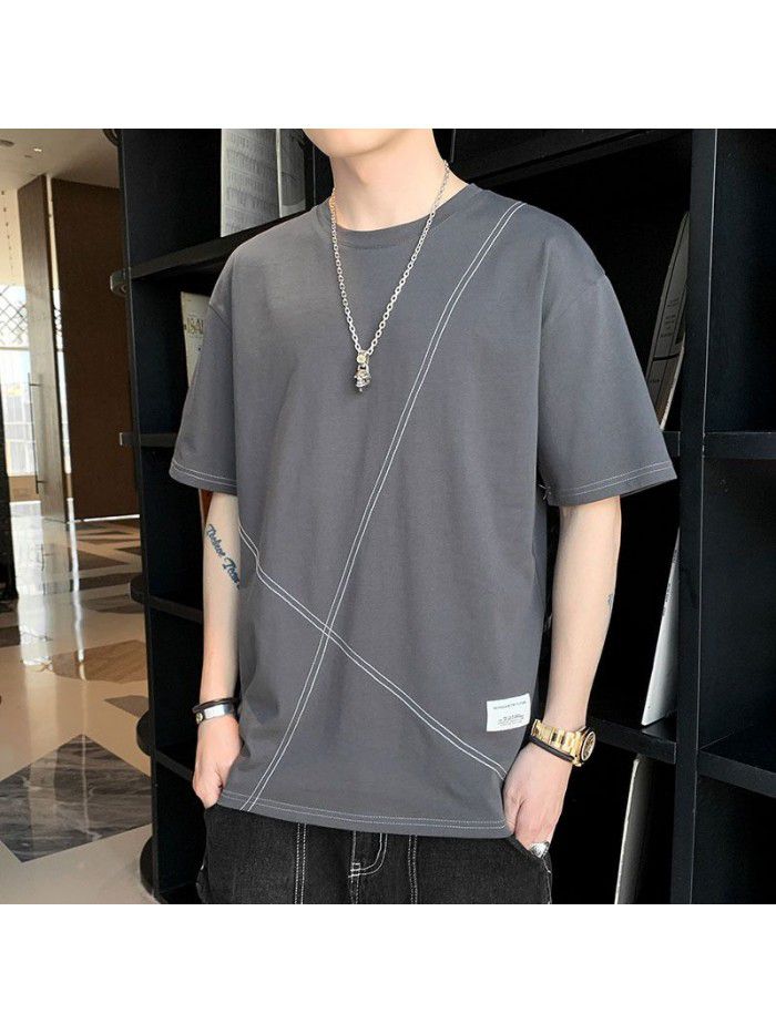 Men's Cotton Short Sleeve T-Shirt  new half sleeve Korean men's base shirt fashion men's loose and compassionate students 