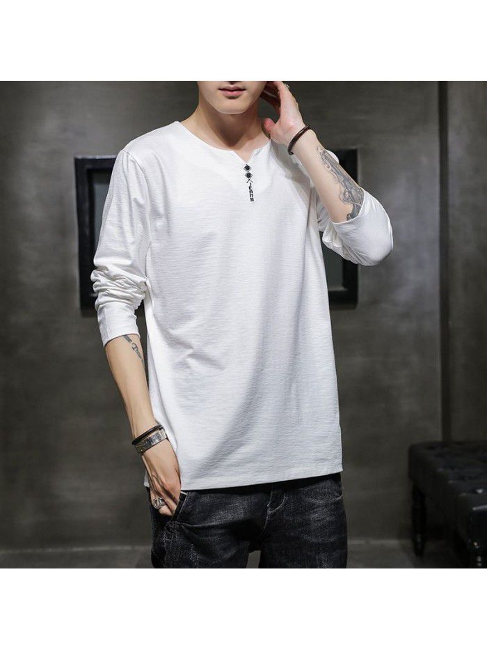  new men's long sleeve T-shirt Cotton autumn round neck body men's long sleeve base shirt fashion men's clothes 