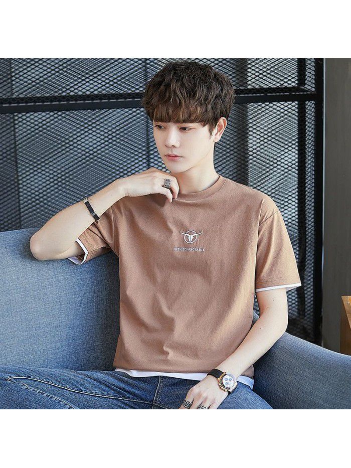  summer new men's T-shirt cotton short sleeve fashion brand men's loose youth half sleeve t-shirt men's wear 