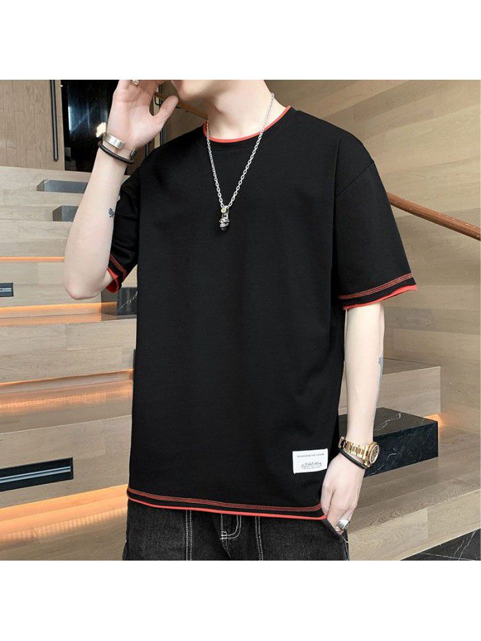 Men's Cotton Short Sleeve T-Shirt  new half sleeve Korean men's base shirt fashion men's loose and compassionate students 