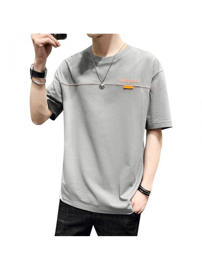  summer new student leisure T-shirt youth round neck short sleeve men's t-shirt men's versatile top 