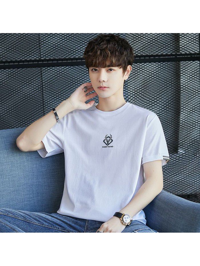  spring men's short sleeve T-shirt national tide cotton half sleeve round neck Pullover t-shirt men's casual top 