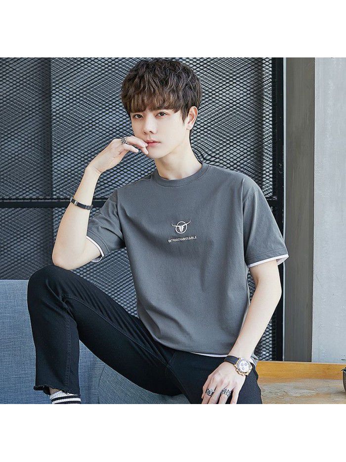  summer new men's T-shirt cotton short sleeve fashion brand men's loose youth half sleeve t-shirt men's wear 