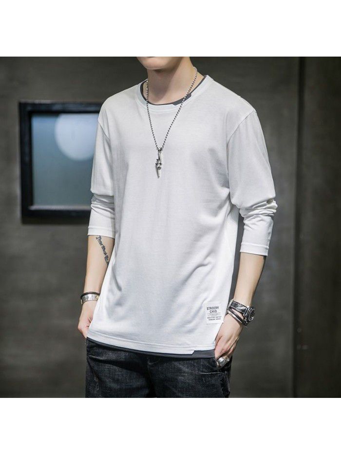 Men's Cotton Long Sleeve T-Shirt  new clothes spring autumn bottom coat Korean t-shirt men's leisure trend students 