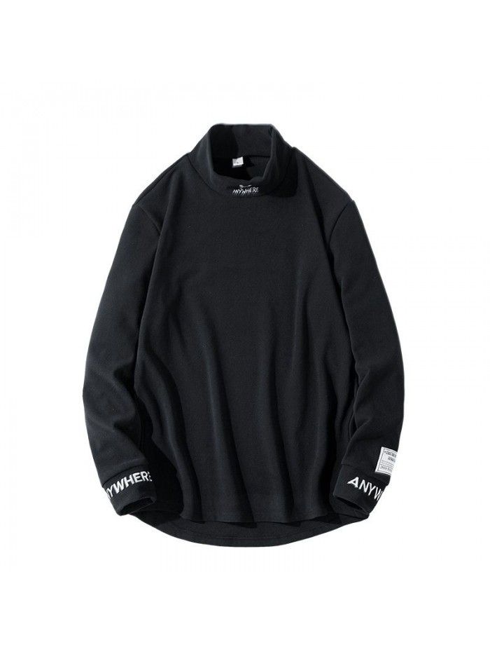  Weiyi men's Embroidery spring and autumn new long sleeve t-shirt men's Korean round neck top men's student 