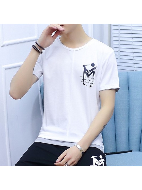  summer new short sleeve t-shirt men's slim f...