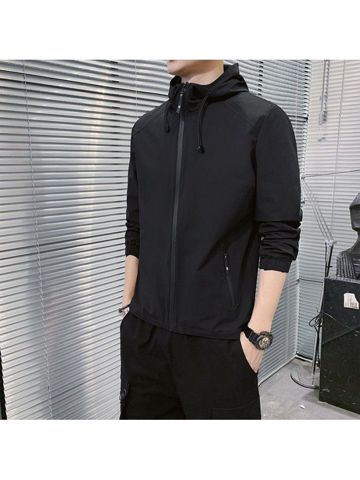 Men's jacket spring autumn new Hooded Jacket youth Korean fashion fashion simple men's casual coat 