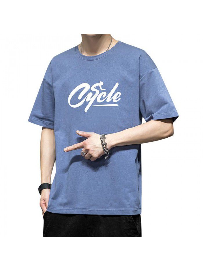 Breathable short sleeve t-shirt men's  summer new men's cotton casual loose half sleeve t-shirt men's wear 