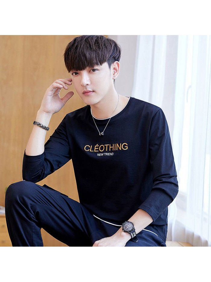  long sleeve t-shirt men's round neck simple and versatile autumn cotton casual long sleeve t-shirt men's youth fashion 