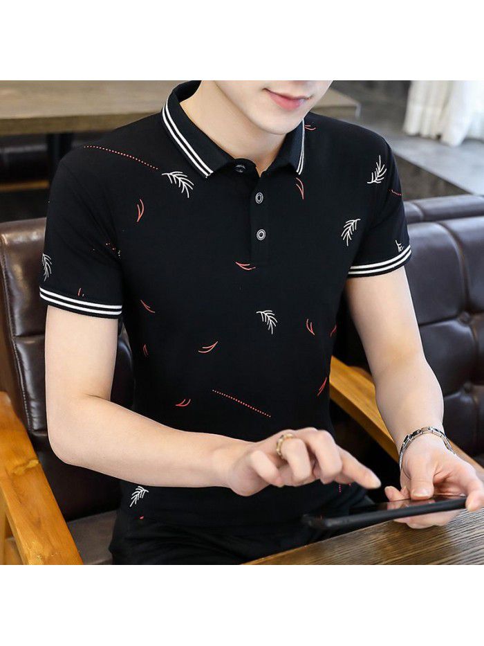  summer men's short sleeve polo shirt Korean slim Lapel thin short sleeve t-shirt men's casual top 
