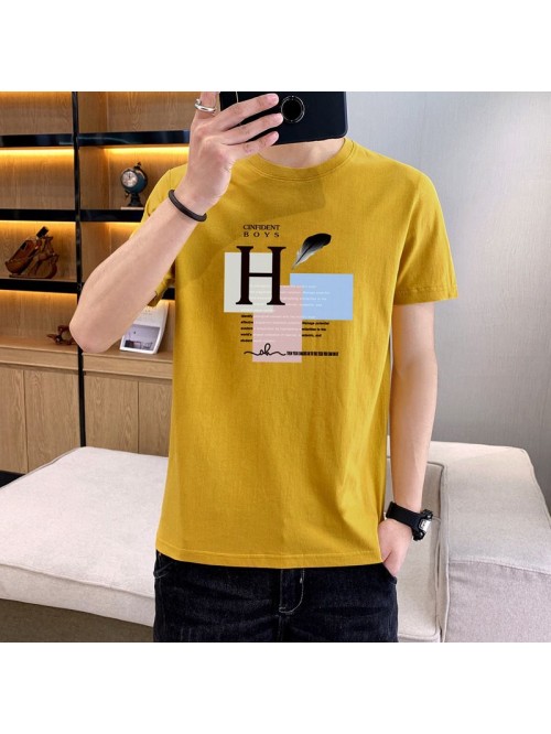 summer new men's short sleeve T-shirt Korean ...