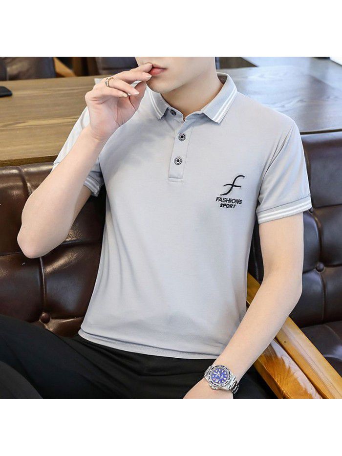  summer men's short sleeve polo shirt Korean slim Lapel thin short sleeve t-shirt men's casual top 