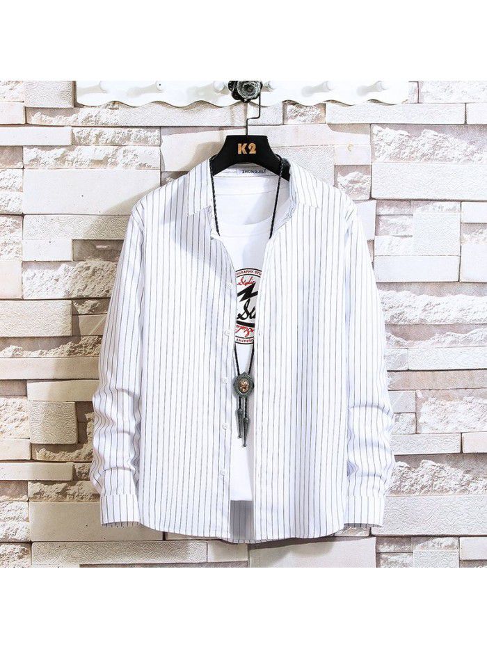  autumn new men's shirt fashion leisure long sleeve Lapel shirt cardigan men's National Fashion Top 