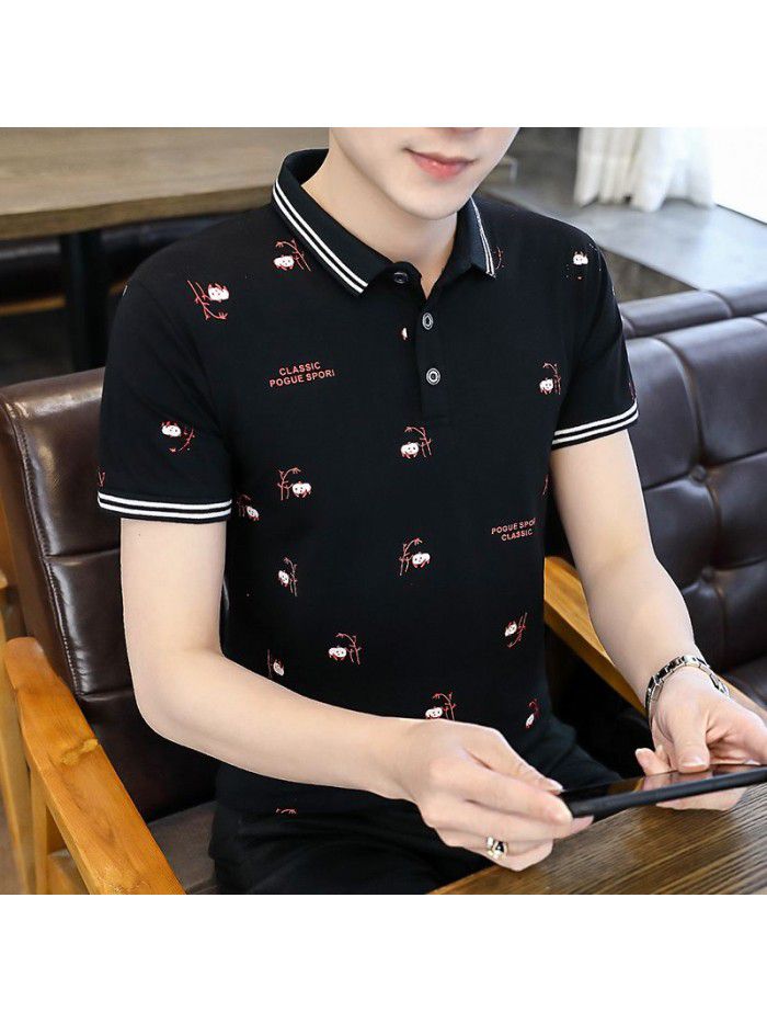  summer men's short sleeve polo shirt Korean slim Lapel thin short sleeve t-shirt men's casual top 