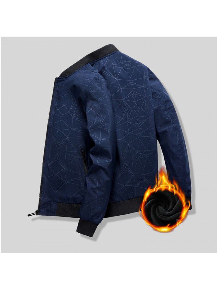 New men's jacket autumn and winter Korean casual Plush fashion coat versatile thin fashion jacket men's jacket 