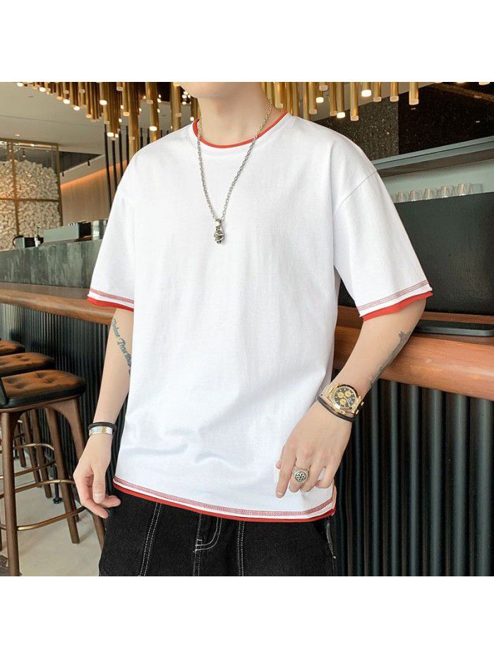 Men's Cotton Short Sleeve T-Shirt  new half sleeve Korean men's base shirt fashion men's loose and compassionate students 