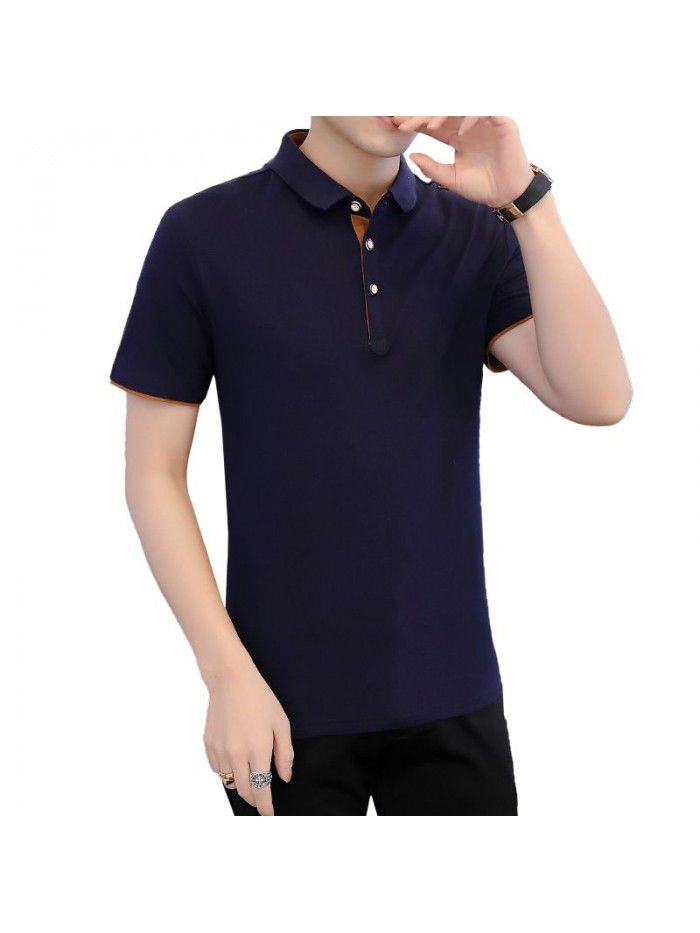  summer new men's Polo Shirt Short Sleeve sports fashion Lapel T-shirt trend slim men's student trend 