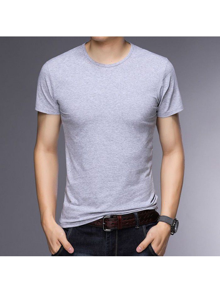 Breathable short sleeve t-shirt men's summer half sleeve T-shirt young and middle-aged men's round neck slim father's dress 