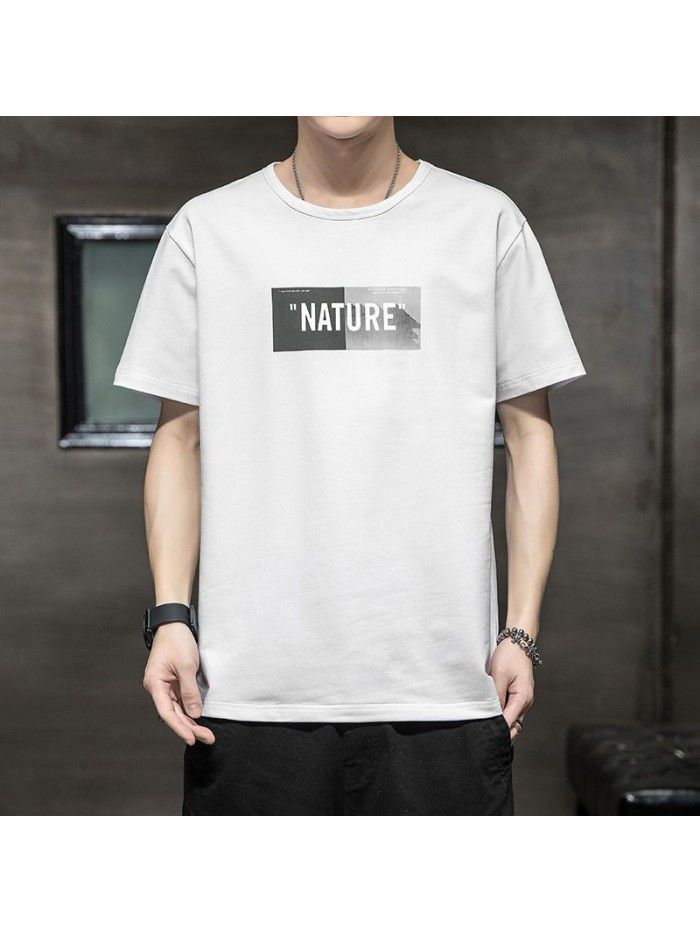 Breathable short sleeve t-shirt men's  summer new men's cotton casual loose half sleeve t-shirt men's wear 