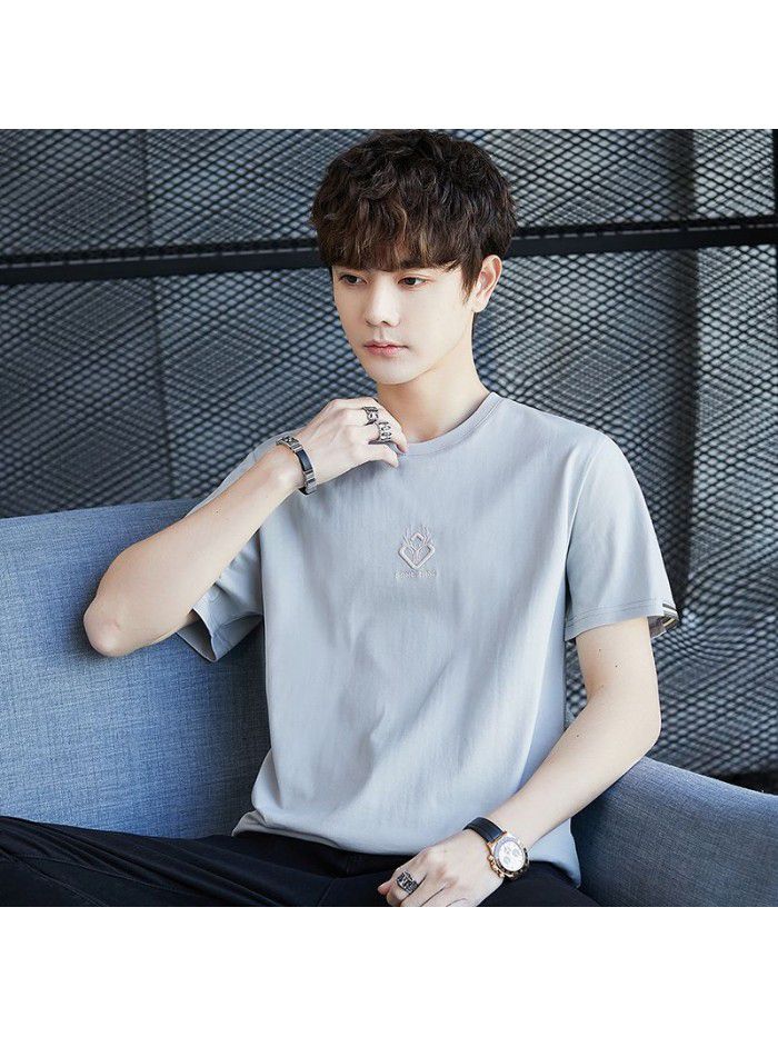  spring men's short sleeve T-shirt national tide cotton half sleeve round neck Pullover t-shirt men's casual top 