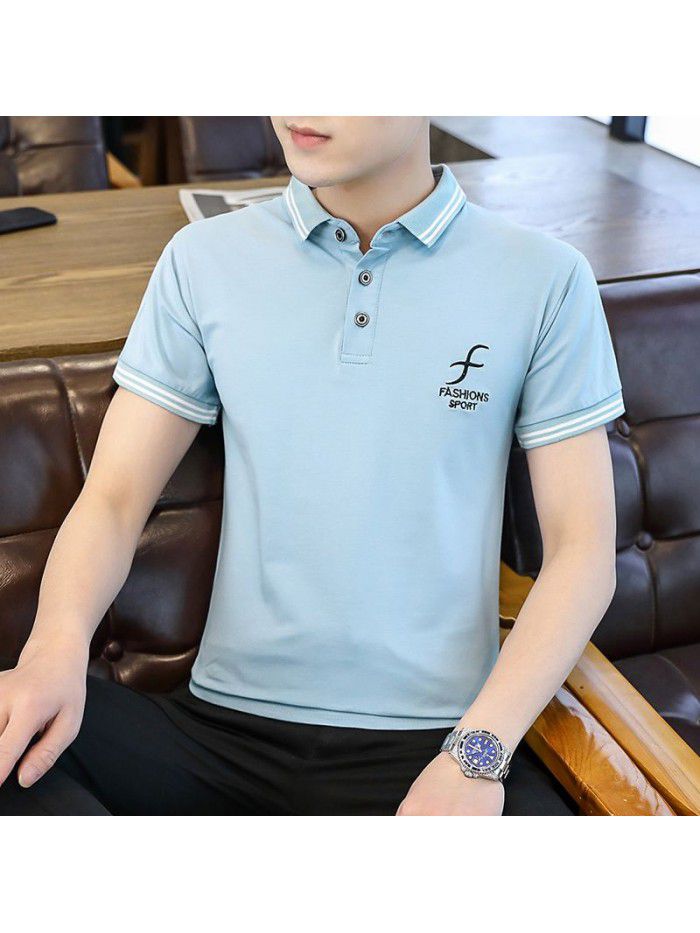  summer men's short sleeve polo shirt Korean slim Lapel thin short sleeve t-shirt men's casual top 