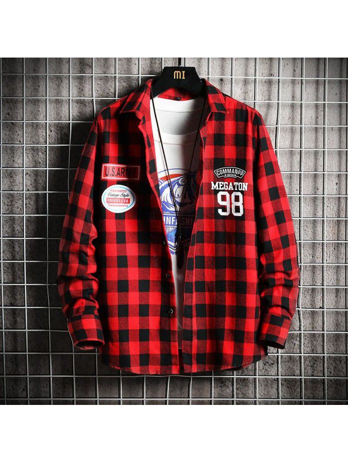  spring new men's shirt Korean fashion Slim Fit Shirt Men's fashion Lapel cardigan men's top 