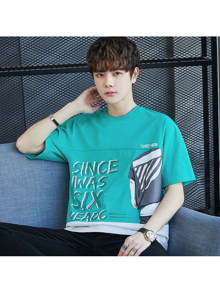  summer new short sleeve t-shirt men's fashion round neck half sleeve t-shirt men's casual thin top 