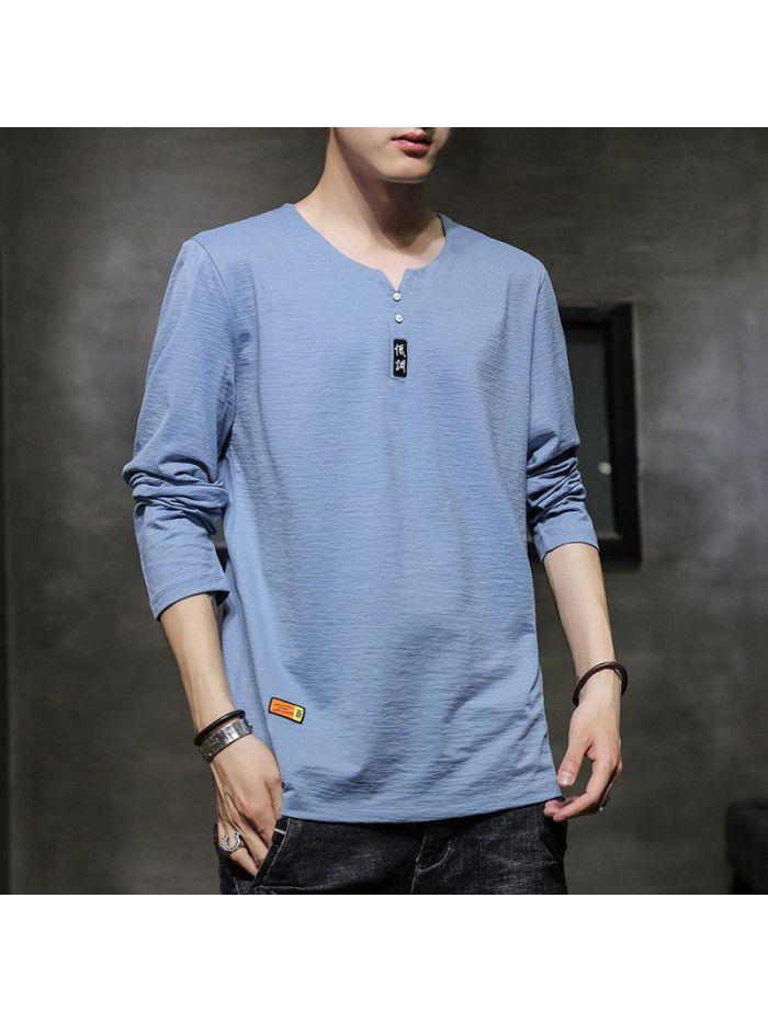  new men's long sleeve T-shirt Cotton autumn round neck body men's long sleeve base shirt fashion men's clothes 