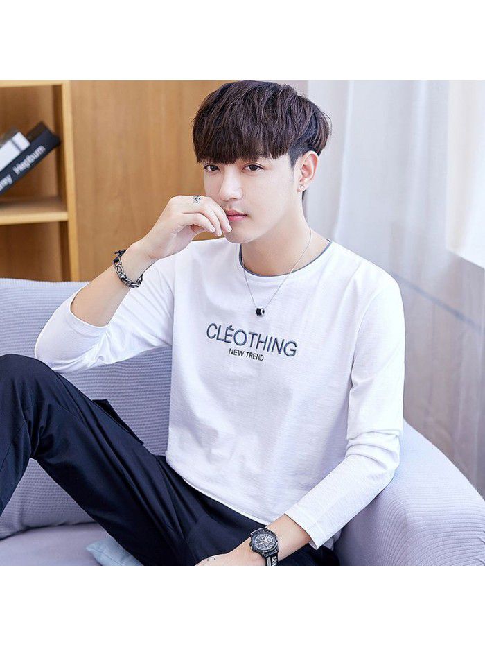  long sleeve t-shirt men's round neck simple and versatile autumn cotton casual long sleeve t-shirt men's youth fashion 
