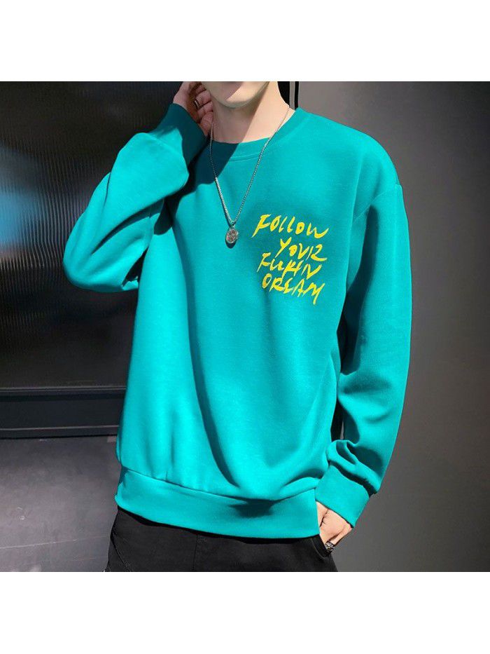 New 7.22 spring Korean new men's natural scenery Pullover youth popular round neck men's long sleeve T-shirt 