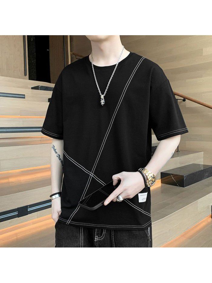 Men's Cotton Short Sleeve T-Shirt  new half sleeve Korean men's base shirt fashion men's loose and compassionate students 
