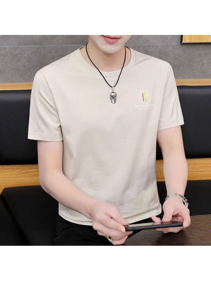  summer new short sleeve t-shirt men's fashion trend leisure slim round neck printing men's T-shirt wholesale 