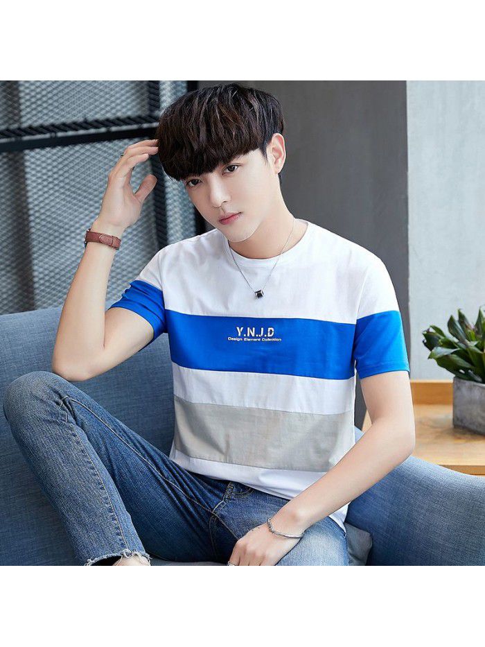  men's short sleeve t-shirt men's half sleeve men's round neck Pullover short sleeve T-shirt Korean fashion men's slim T-shirt 