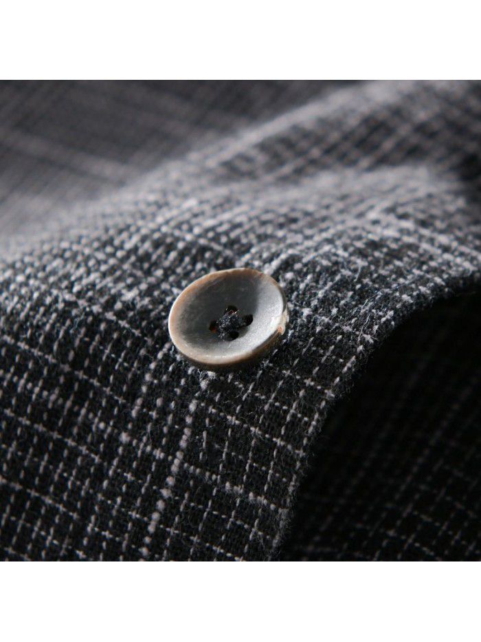 Four seasons men's fashion cool long sleeve shirt Japanese fresh fashion men's cotton simple shirt simple 9391 
